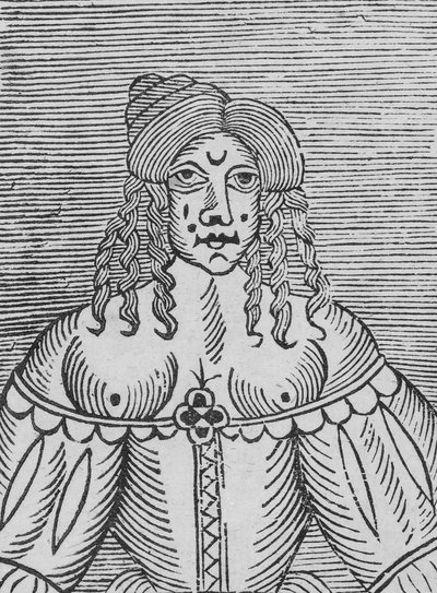 En Tudor Lady med blottede bryster, en illustration fra 